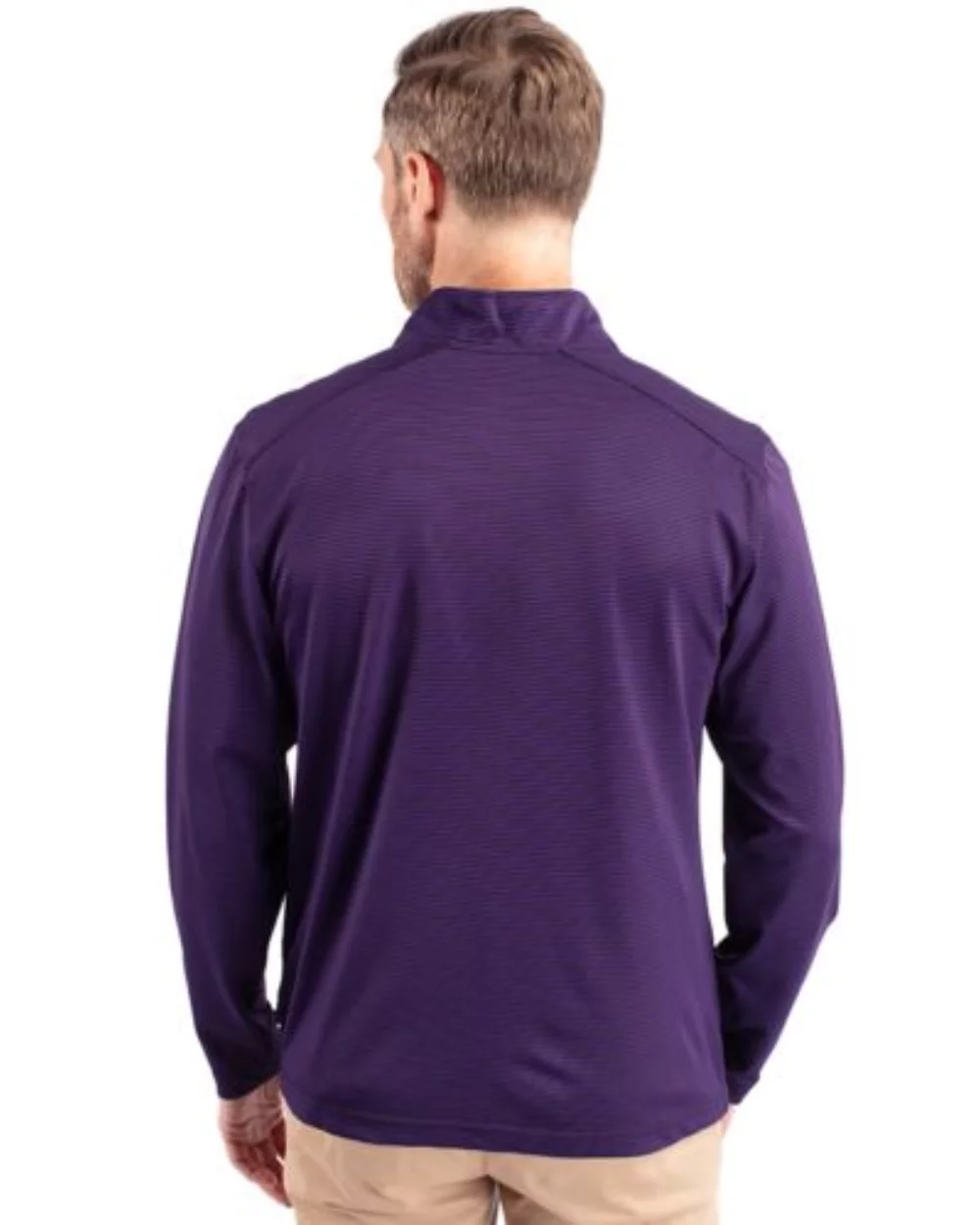 Cutter & Buck Virtue Eco Pique Micro Stripe Recycled pour homme grande taille à quart de zip