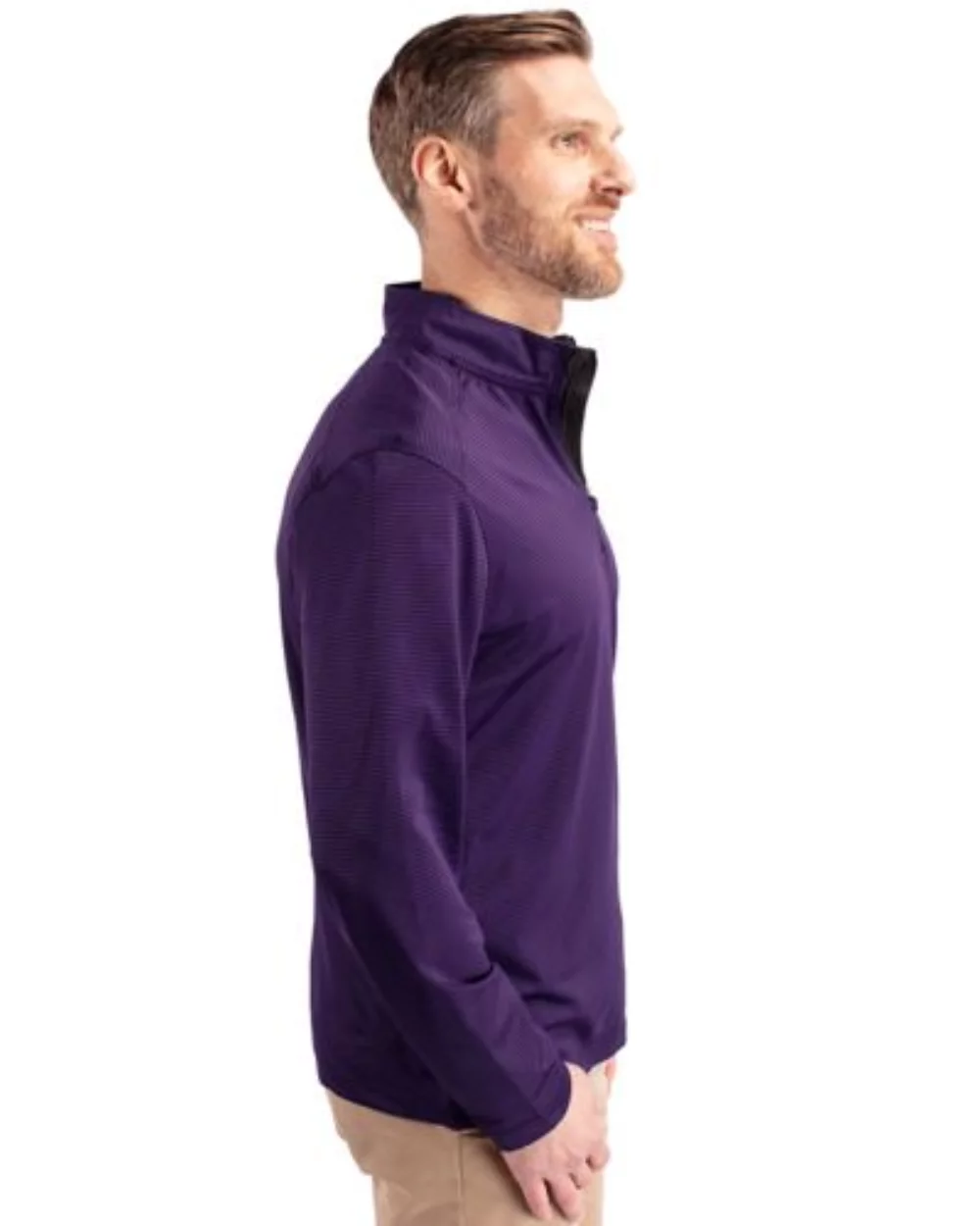 Cutter & Buck Virtue Eco Pique Micro Stripe Recycled Mens Big & Tall Quarter Zip