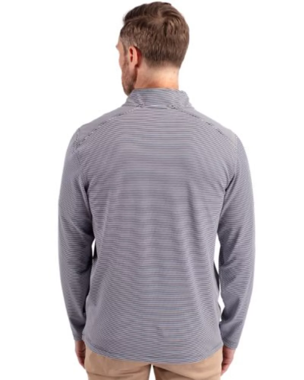Cutter & Buck Virtue Eco Pique Micro Stripe Recycled pour homme grande taille à quart de zip