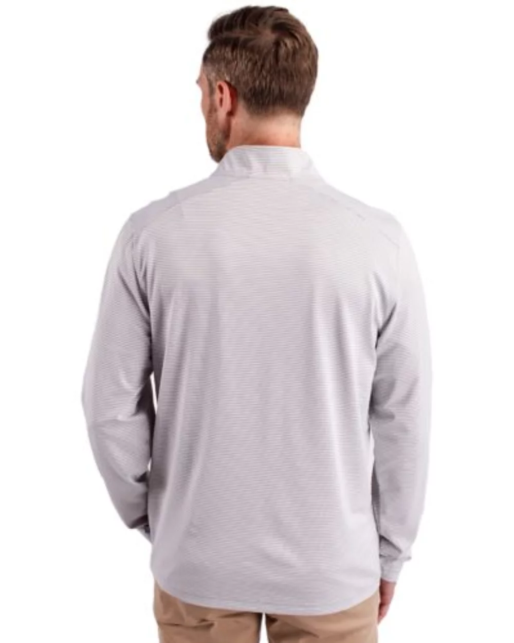Cutter & Buck Virtue Eco Pique Micro Stripe Recycled pour homme grande taille à quart de zip
