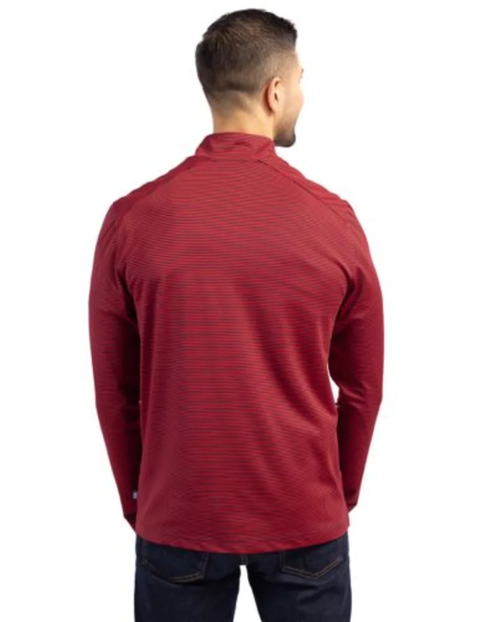 Cutter & Buck Virtue Eco Pique Micro Stripe Recycled pour homme grande taille à quart de zip