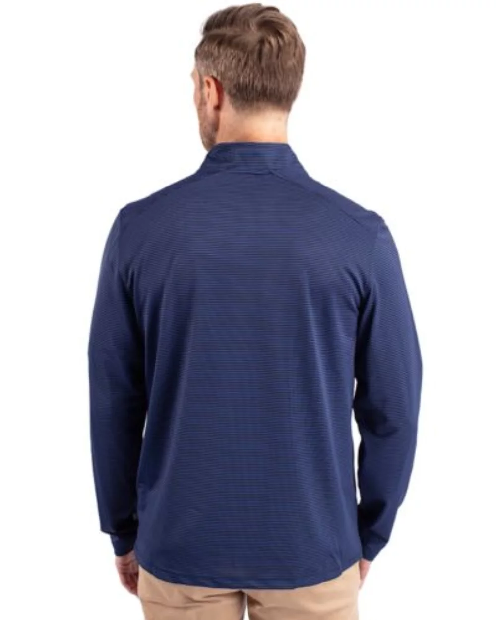 Cutter & Buck Virtue Eco Pique Micro Stripe Recycled Mens Big & Tall Quarter Zip