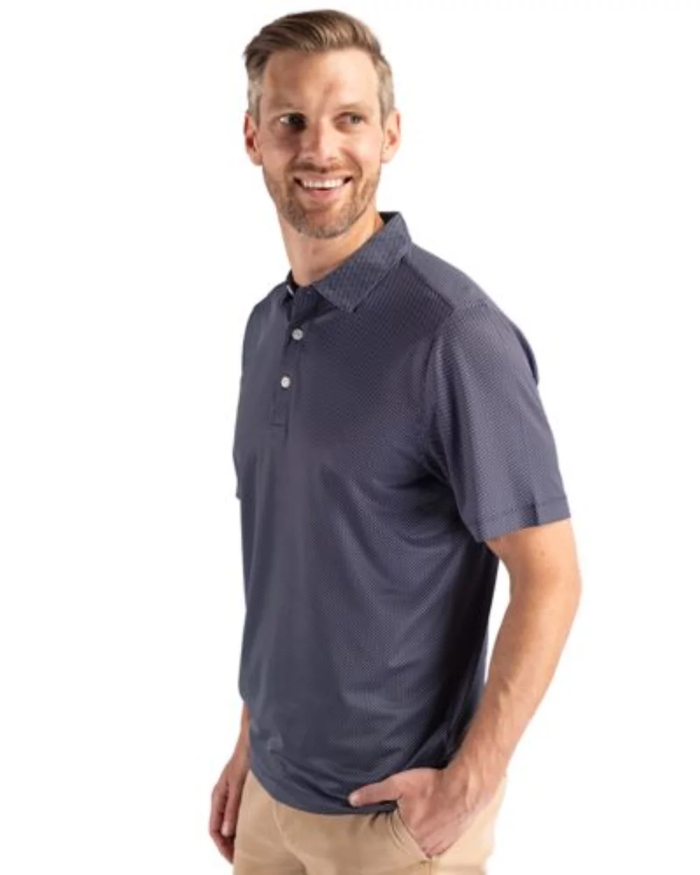 Polo Cutter & Buck Pike Eco Symmetry Print Stretch Recycled pour hommes grands et grands.