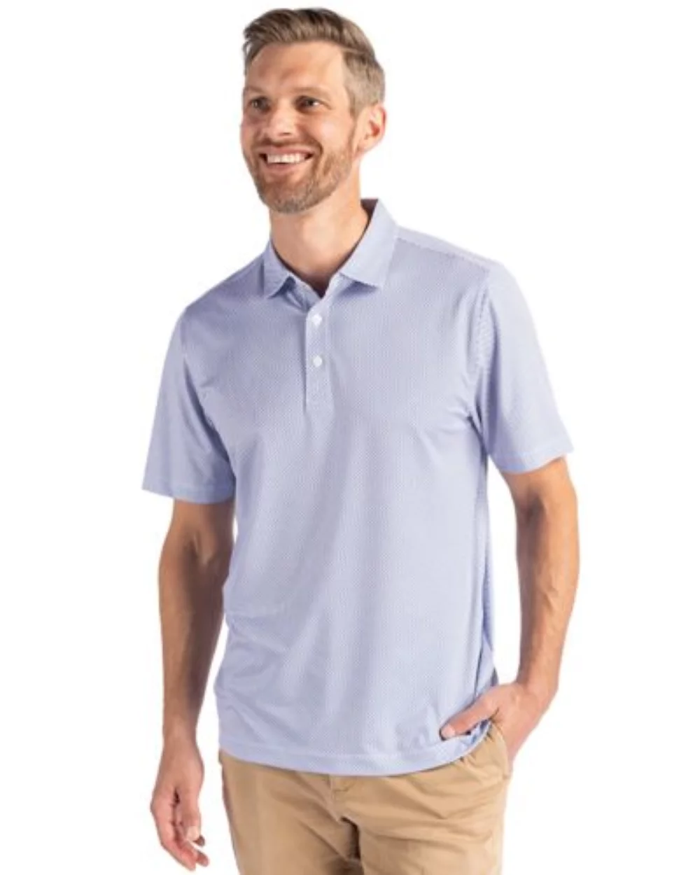 Polo Cutter & Buck Pike Eco Symmetry Print Stretch Recycled pour hommes grands et grands.