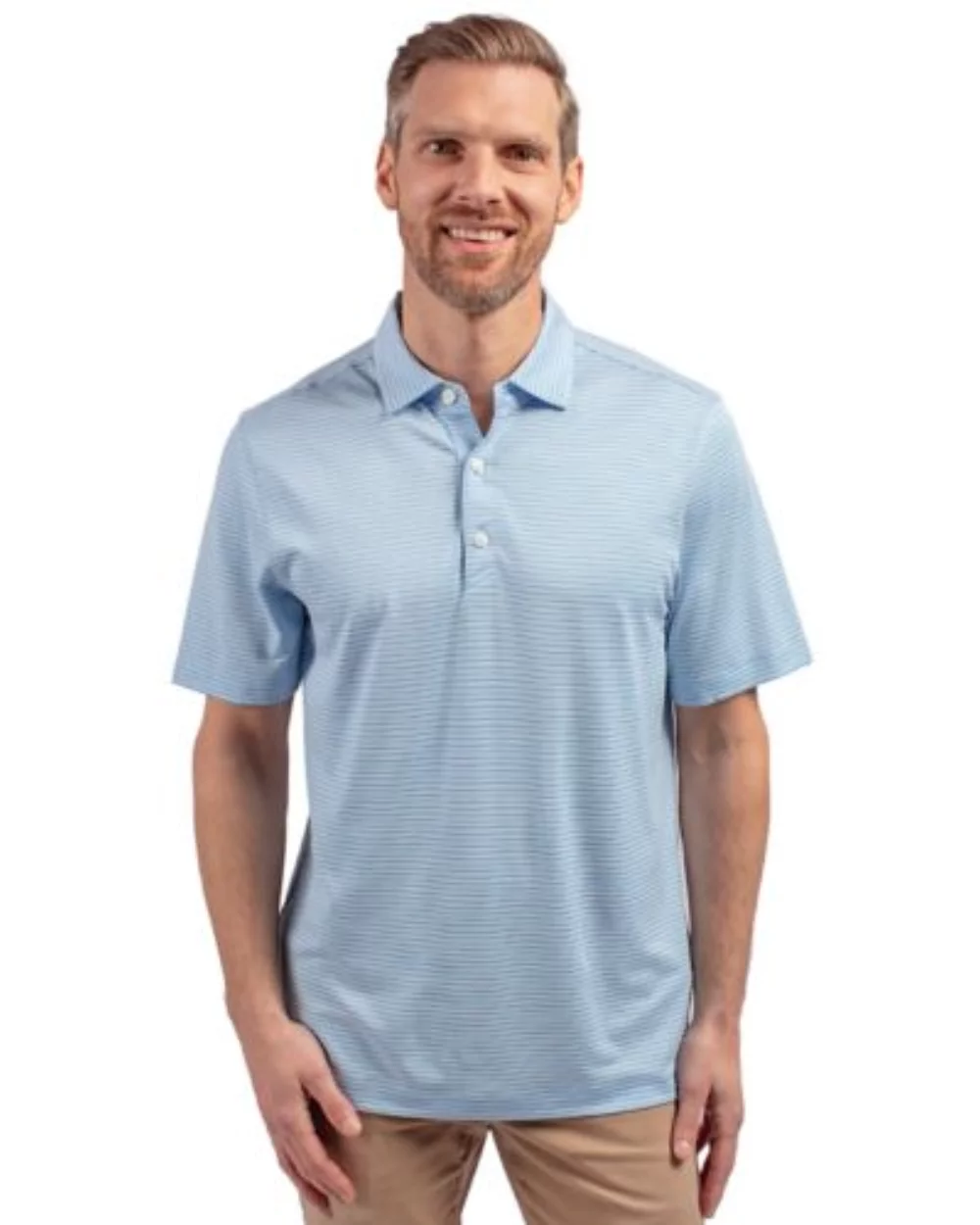 Polo Cutter & Buck Forge Eco à double rayures extensibles recyclées pour hommes de grande taille