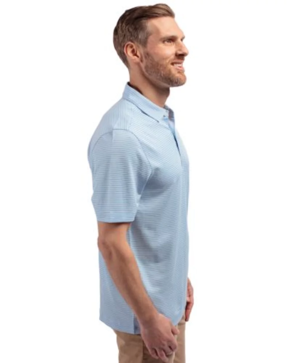 Polo Cutter & Buck Forge Eco à double rayures extensibles recyclées pour hommes de grande taille