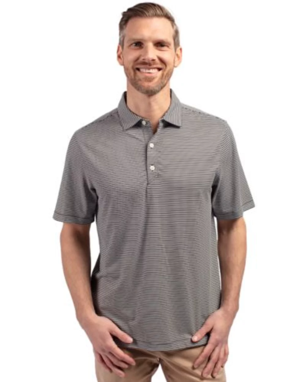 Polo pour hommes Cutter & Buck Forge Eco à double rayures extensibles recyclées