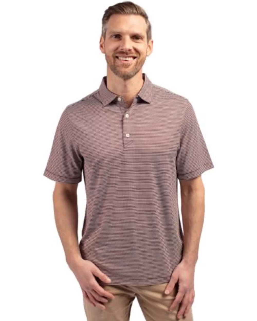 Polo pour hommes Cutter & Buck Forge Eco à double rayures extensibles recyclées