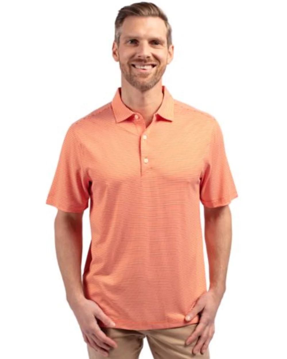 Polo Cutter & Buck Forge Eco à double rayures extensibles recyclées pour hommes de grande taille