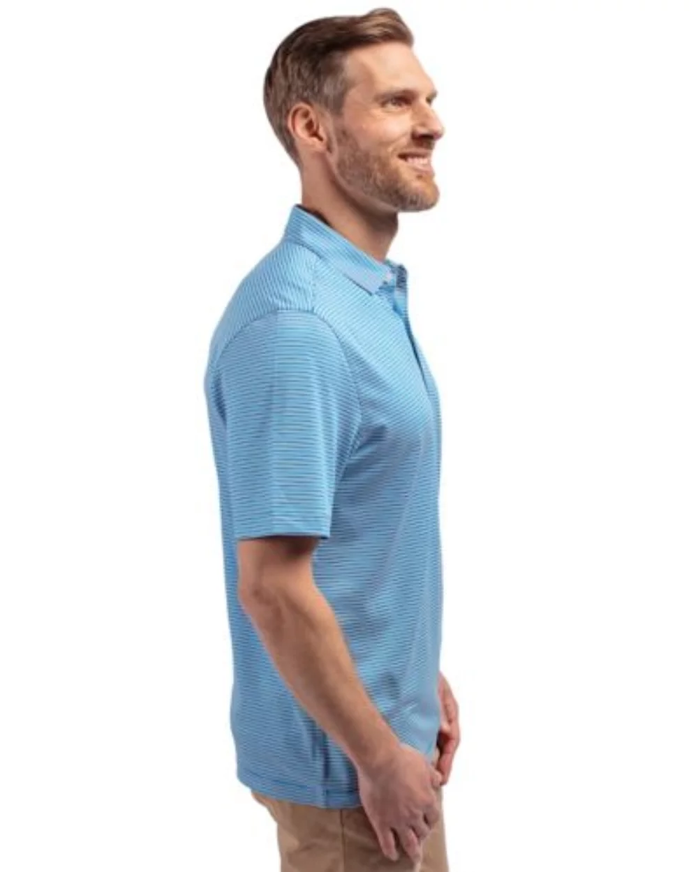 Polo Cutter & Buck Forge Eco à double rayures extensibles recyclées pour hommes de grande taille