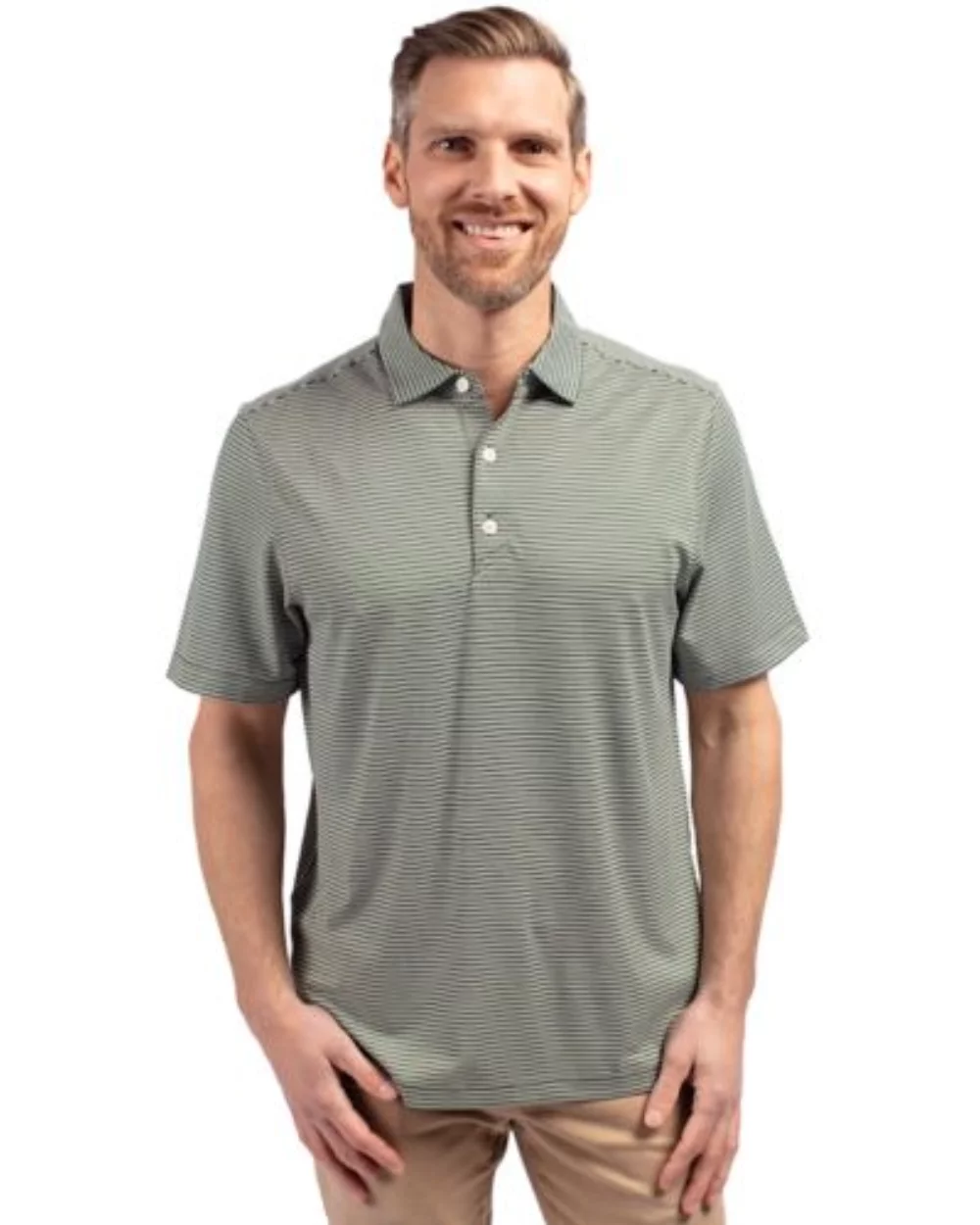 Polo pour hommes Cutter & Buck Forge Eco à double rayures extensibles recyclées