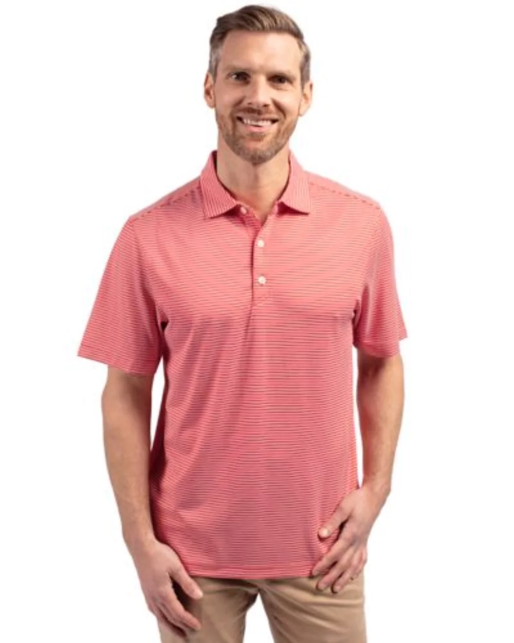 Polo pour hommes Cutter & Buck Forge Eco à double rayures extensibles recyclées