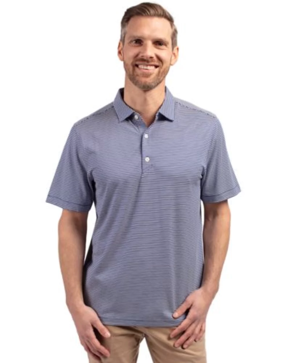 Polo pour hommes Cutter & Buck Forge Eco à double rayures extensibles recyclées