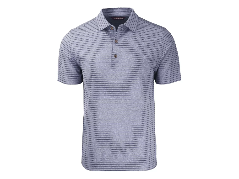 Polo Cutter & Buck Forge Eco Heather Stripe Stretch Recycled pour homme grande taille