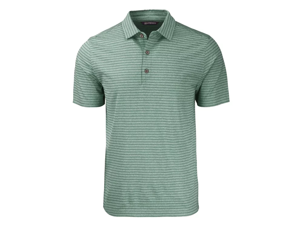 Polo Cutter & Buck Forge Eco Heather Stripe Stretch Recycled pour homme grande taille