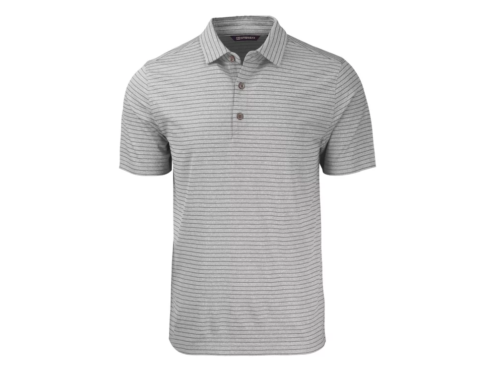 Polo Cutter & Buck Forge Eco Heather Stripe Stretch Recycled pour homme grande taille