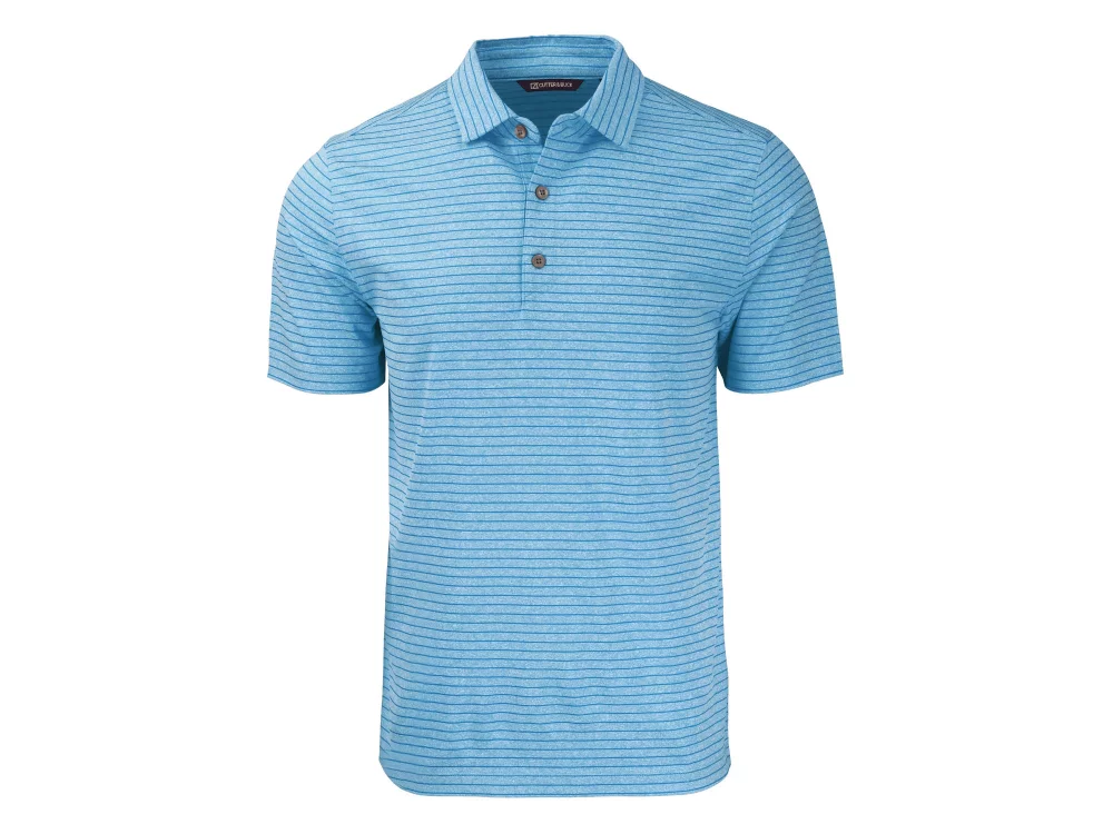 Polo Cutter & Buck Forge Eco Heather Stripe Stretch Recycled pour homme grande taille