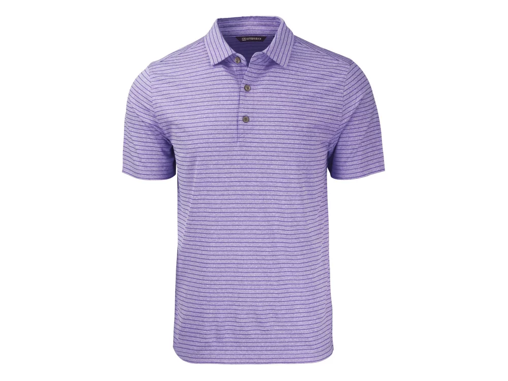 Polo Cutter & Buck Forge Eco Heather Stripe Stretch Recycled pour homme grande taille
