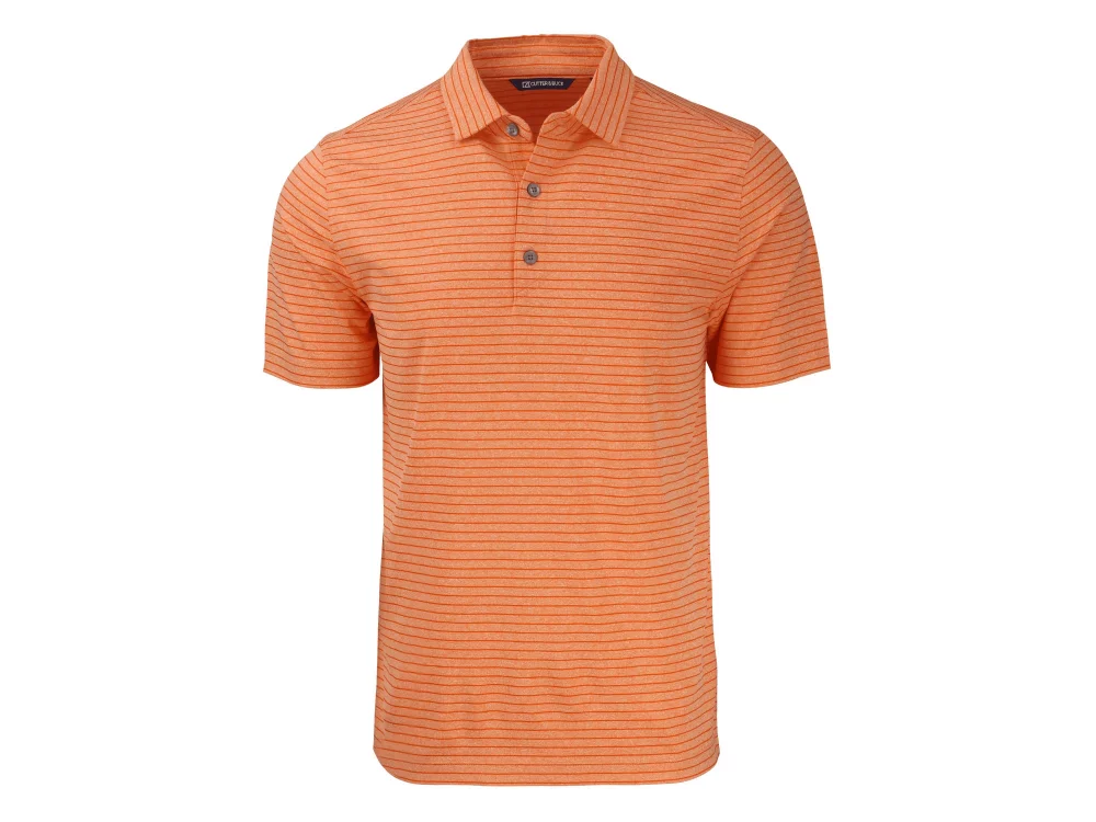 Polo Cutter & Buck Forge Eco Heather Stripe Stretch Recycled pour homme grande taille