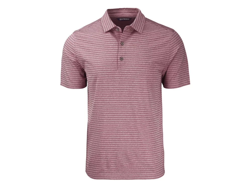 Polo Cutter & Buck Forge Eco Heather Stripe Stretch Recycled pour homme grande taille