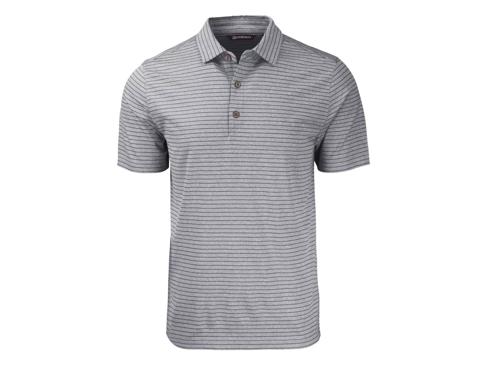 Polo Cutter & Buck Forge Eco Heather Stripe Stretch Recycled pour homme grande taille