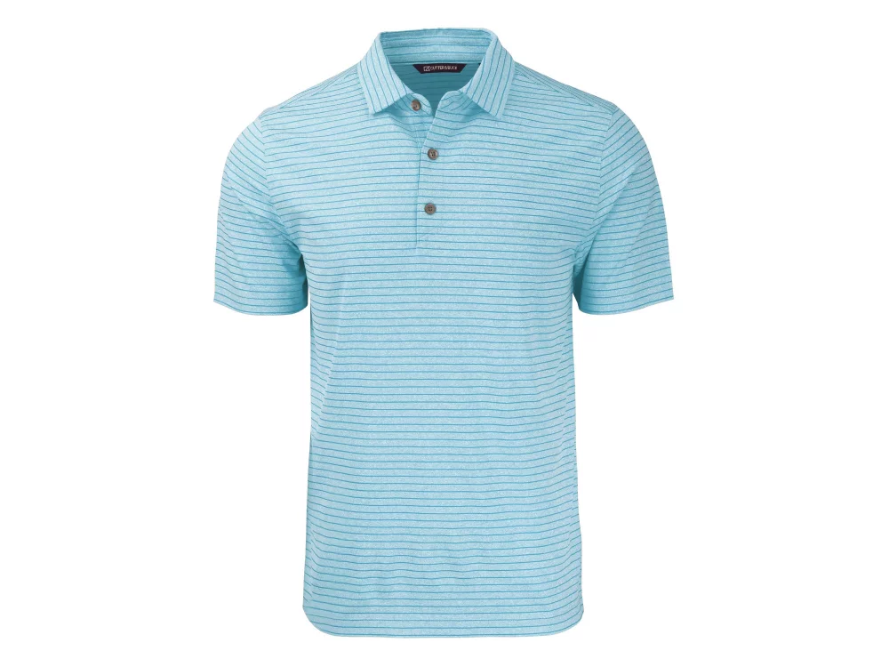 Polo Cutter & Buck Forge Eco Heather Stripe Stretch Recycled pour homme grande taille