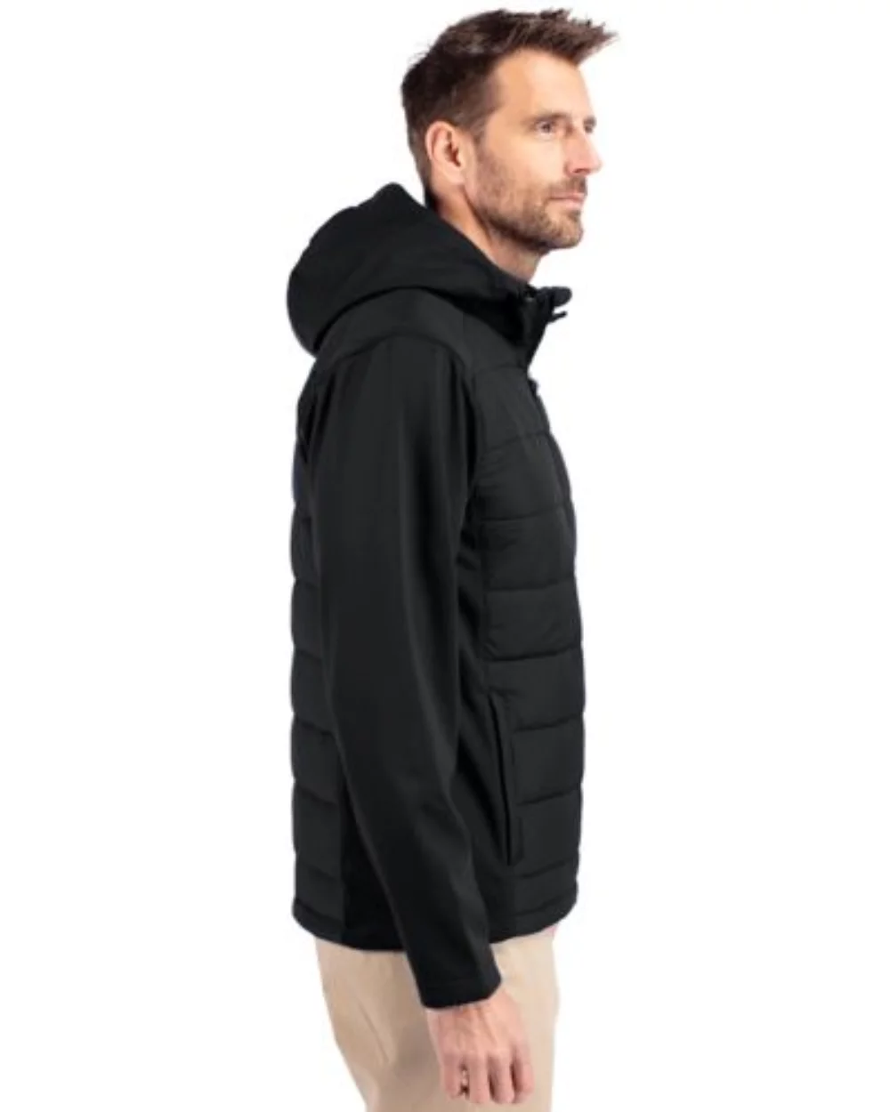 Cutter & Buck Evoke Hybrid Eco Softshell Recycled Full Zip Mens Big & Tall Hooded Jacket
