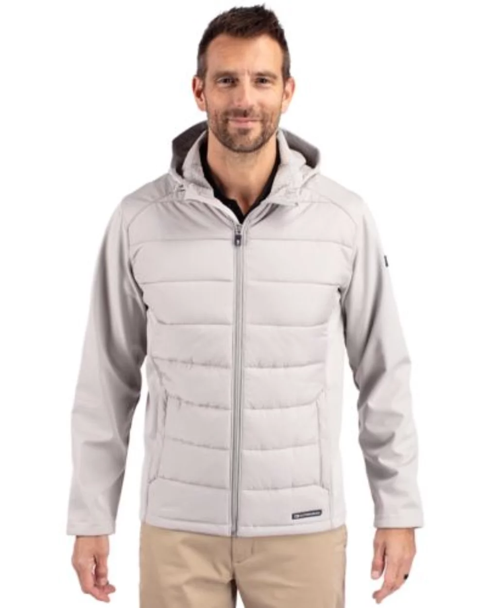 Cutter & Buck Evoke Hybrid Eco Softshell Recycled Full Zip Mens Big & Tall Hooded Jacket