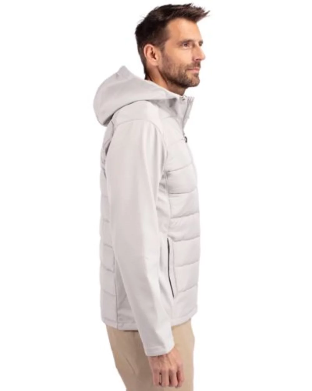 Cutter & Buck Evoke Hybrid Eco Softshell Recycled Full Zip Mens Big & Tall Hooded Jacket