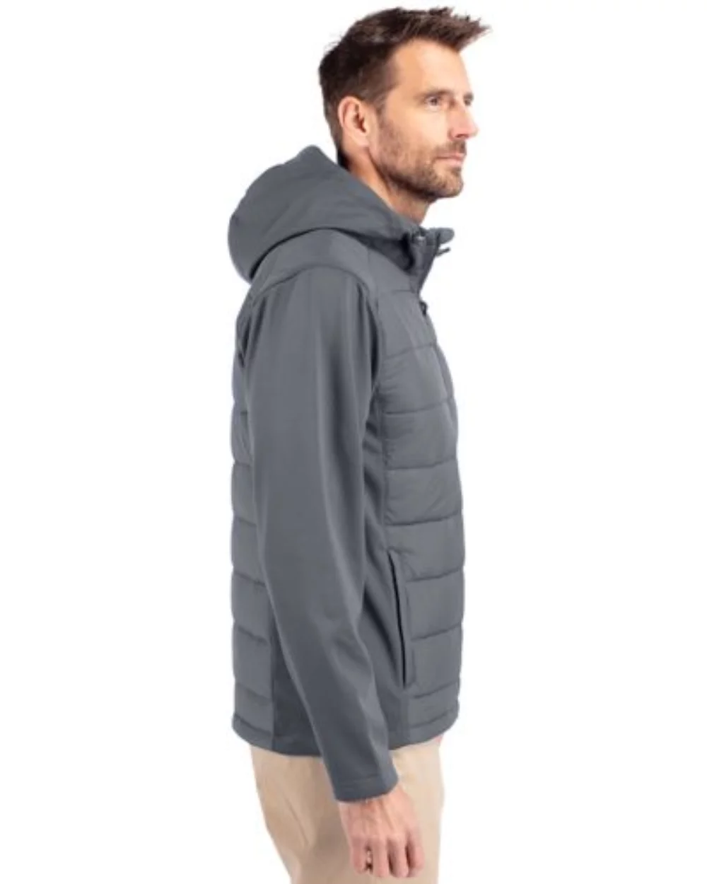 Cutter & Buck Evoke Hybrid Eco Softshell Recycled Full Zip Mens Big & Tall Hooded Jacket
