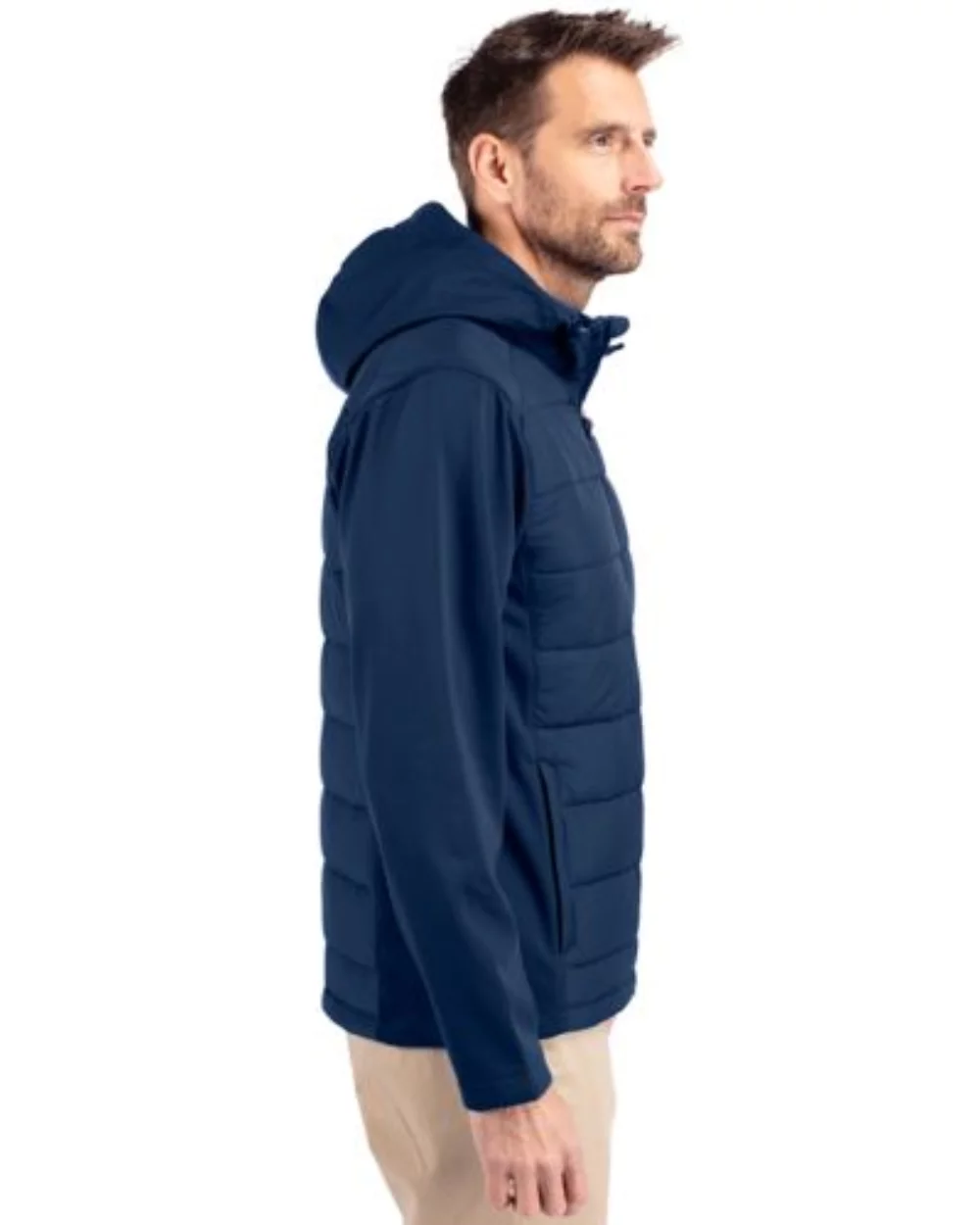 Cutter & Buck Evoke Hybrid Eco Softshell Recycled Full Zip Mens Big & Tall Hooded Jacket