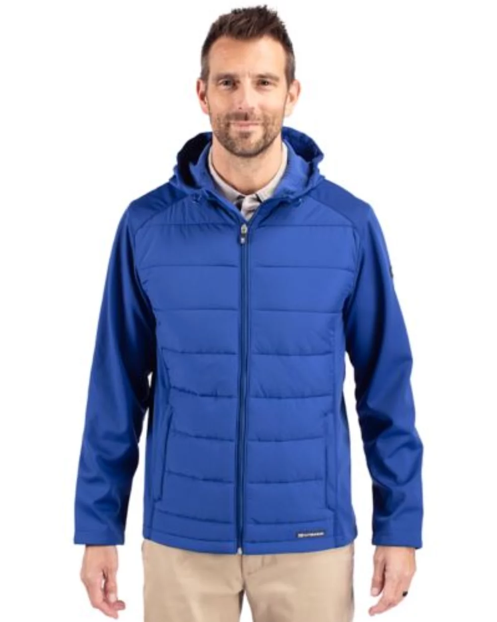 Cutter & Buck Evoke Hybrid Eco Softshell Recycled Full Zip Mens Big & Tall Hooded Jacket