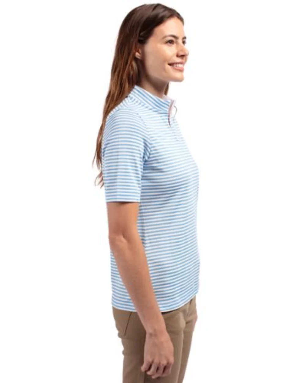 Haut pour femmes à rayures en piqué écologique Cutter & Buck Virtue recyclé