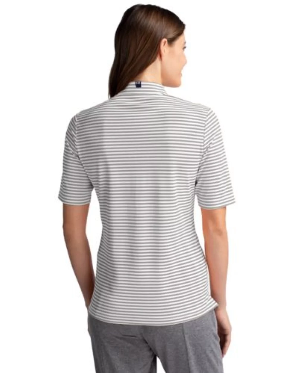 Haut pour femmes à rayures en piqué écologique Cutter & Buck Virtue recyclé