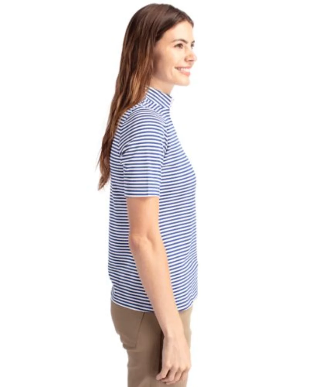 Haut pour femmes à rayures en piqué écologique Cutter & Buck Virtue recyclé