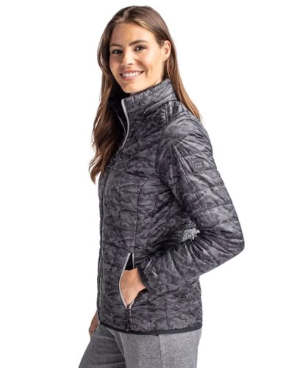 Cutter & Buck Rainier PrimaLoft? Womens Eco Insulated Full Zip Printed Puffer Jacket