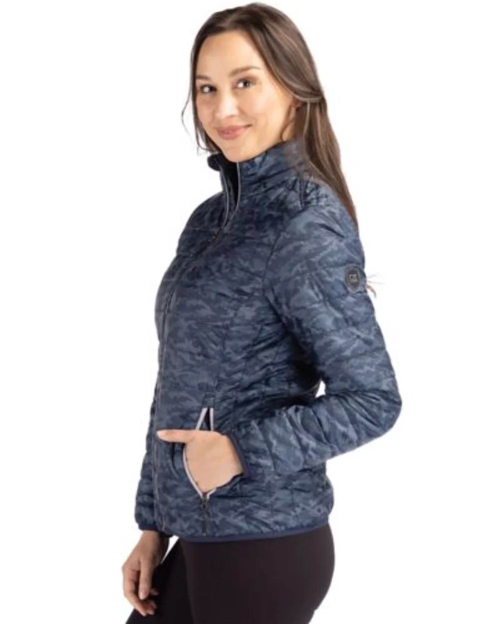 Veste matelassée imprimée à fermeture éclair intégrale Cutter & Buck Rainier PrimaLoft pour femmes.
