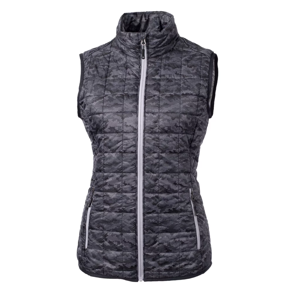 Gilet matelassé imprimé à fermeture éclair intégrale isolé pour femme Cutter & Buck Rainier PrimaLoft Eco.