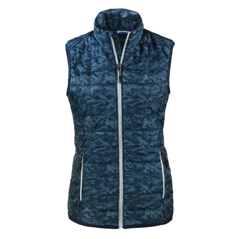 Gilet matelassé imprimé à fermeture éclair intégrale isolé pour femme Cutter & Buck Rainier PrimaLoft Eco.