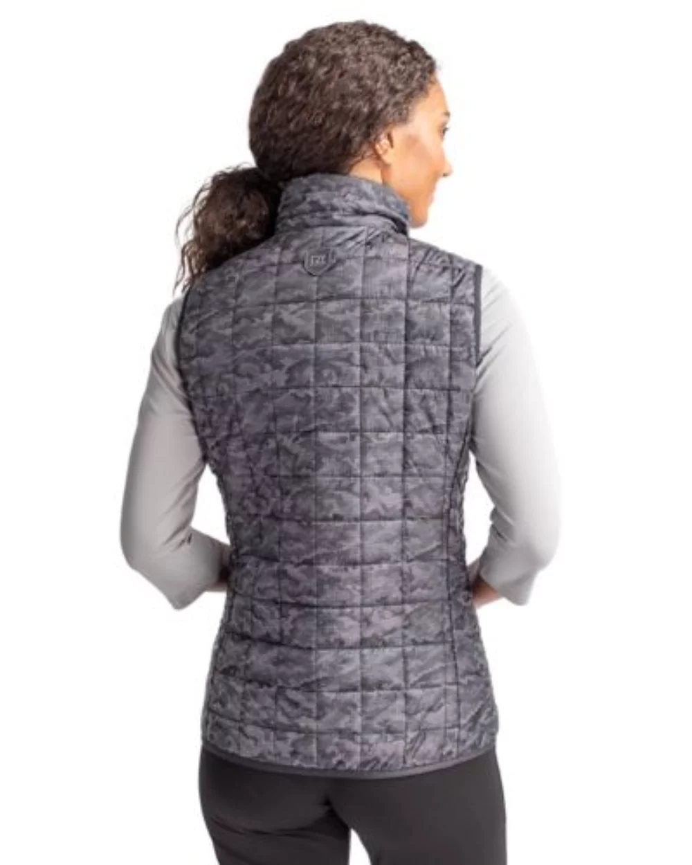 Gilet matelassé imprimé à fermeture éclair intégrale isolé pour femme Cutter & Buck Rainier PrimaLoft Eco.