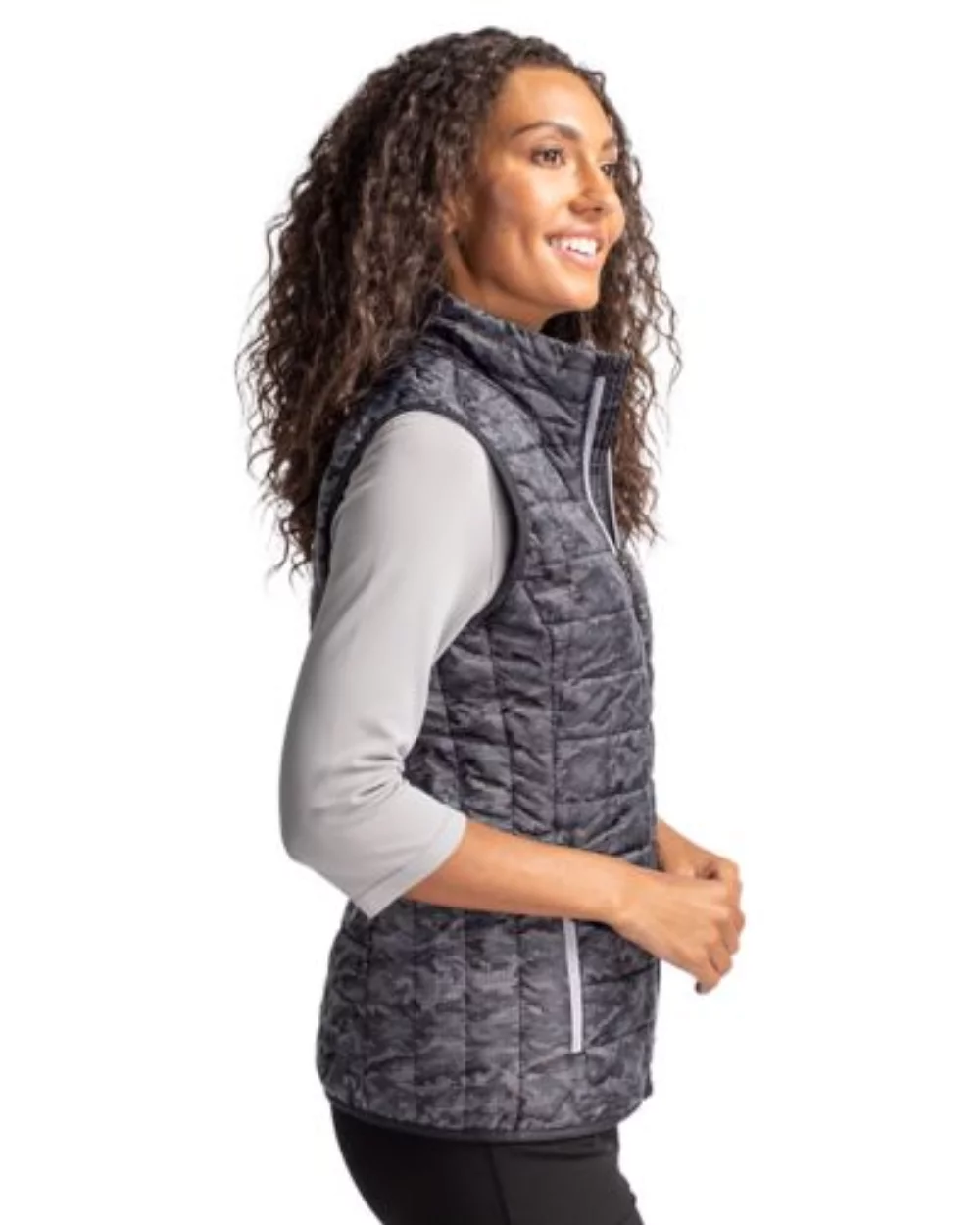 Gilet matelassé imprimé à fermeture éclair intégrale isolé pour femme Cutter & Buck Rainier PrimaLoft Eco.