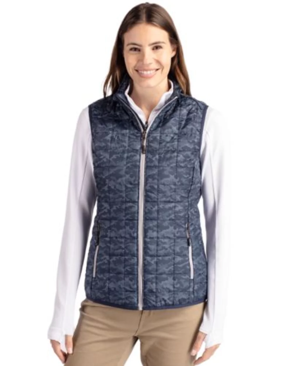 Cutter & Buck Rainier PrimaLoft? Womens Eco Insulated Full Zip Printed Puffer Vest
