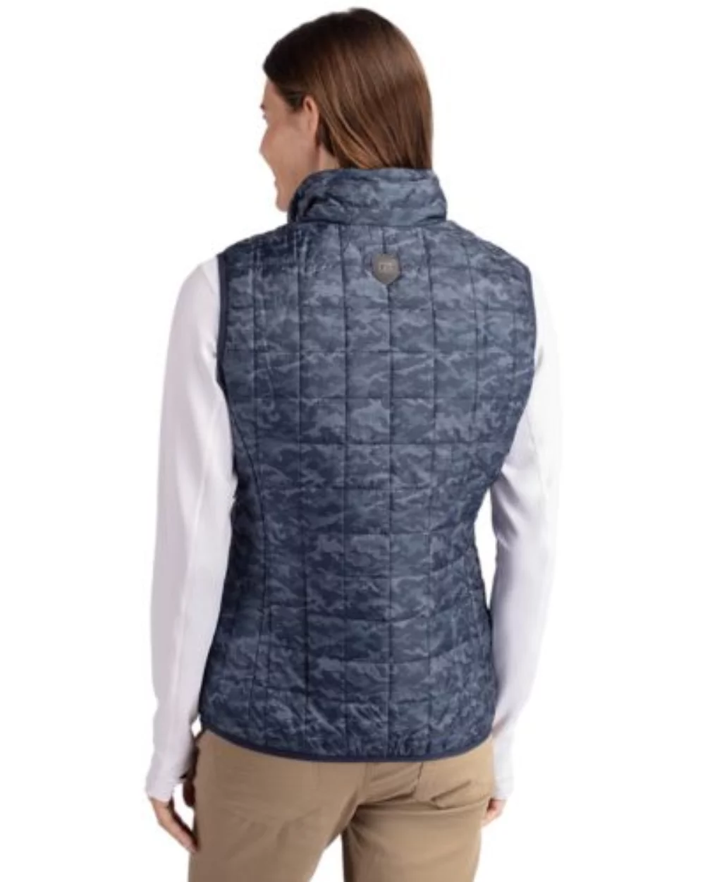 Gilet matelassé imprimé à fermeture éclair intégrale isolé pour femme Cutter & Buck Rainier PrimaLoft Eco.
