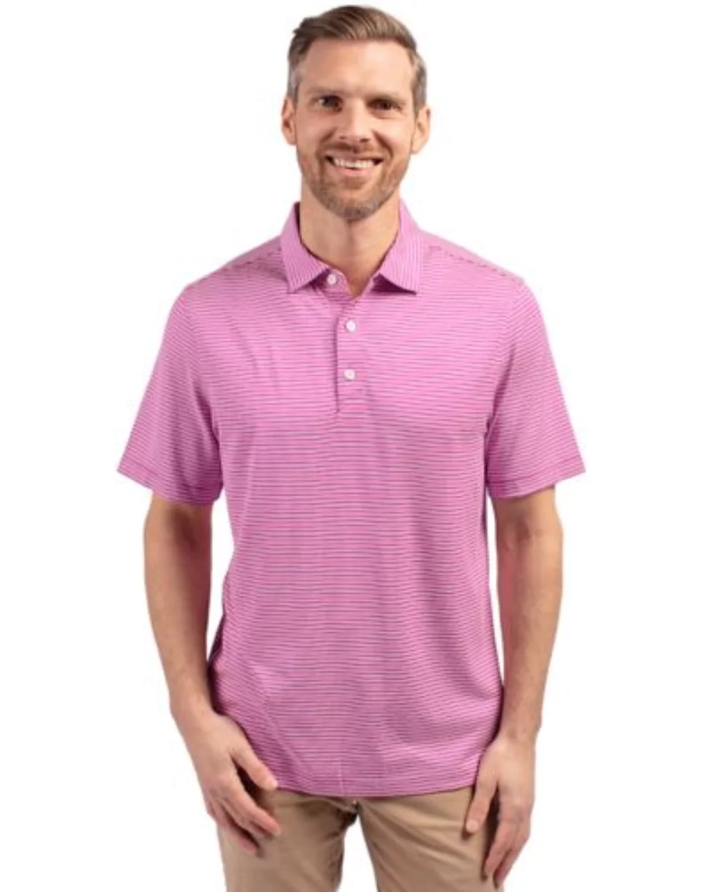 Polo pour hommes Cutter & Buck Forge Eco à double rayures extensibles recyclées