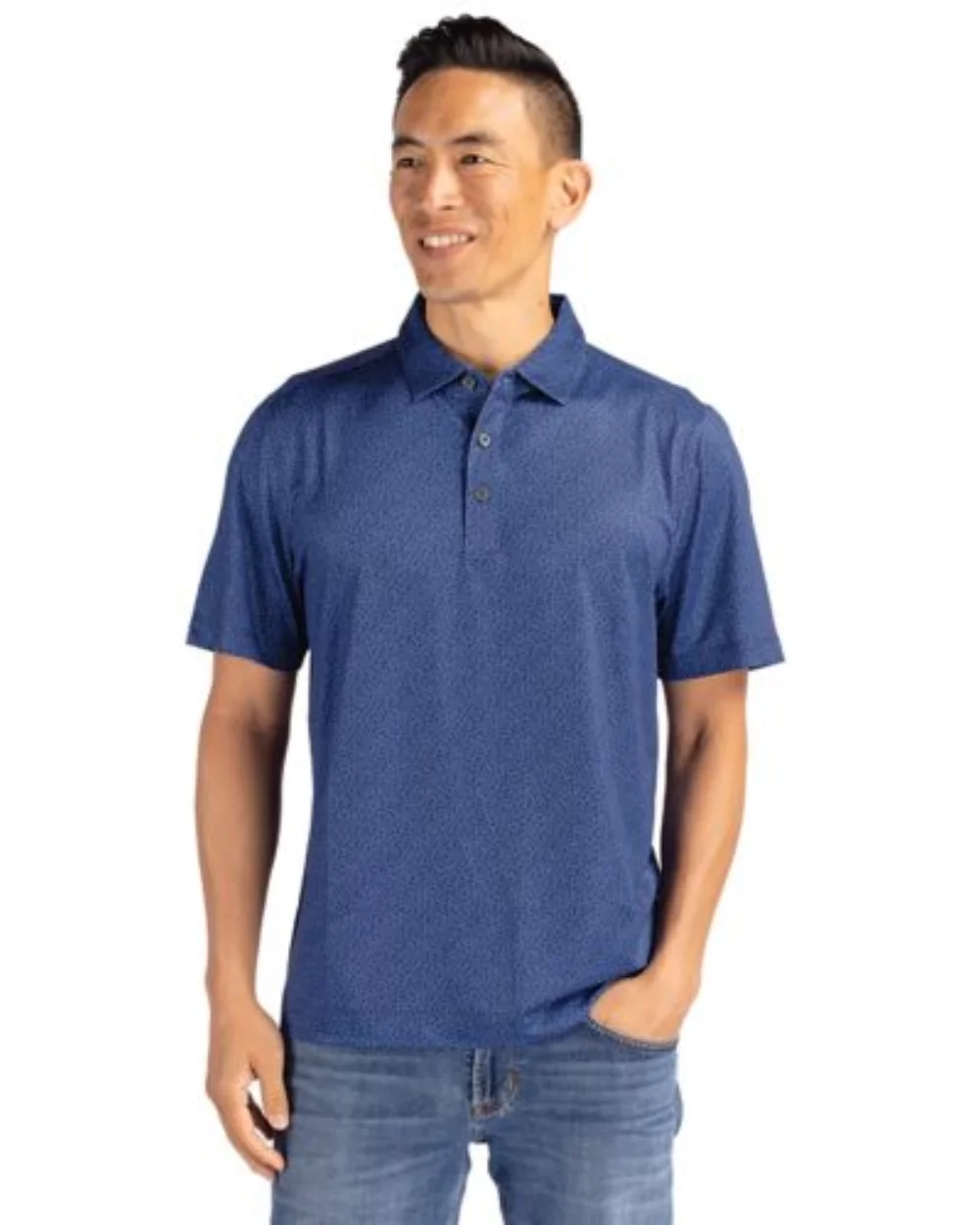 Polo pour hommes Cutter & Buck Pike Eco avec impression en pierre recyclée extensible.