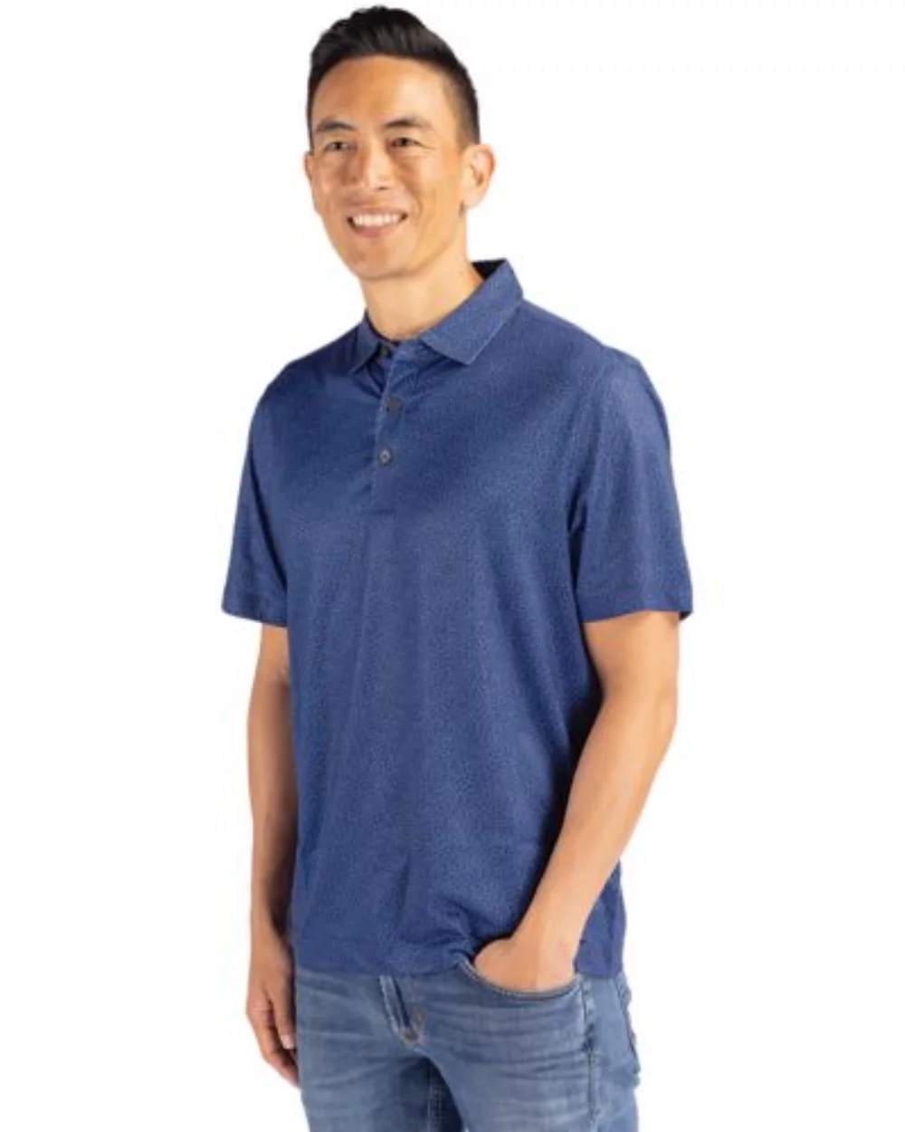 Polo pour hommes Cutter & Buck Pike Eco avec impression en pierre recyclée extensible.