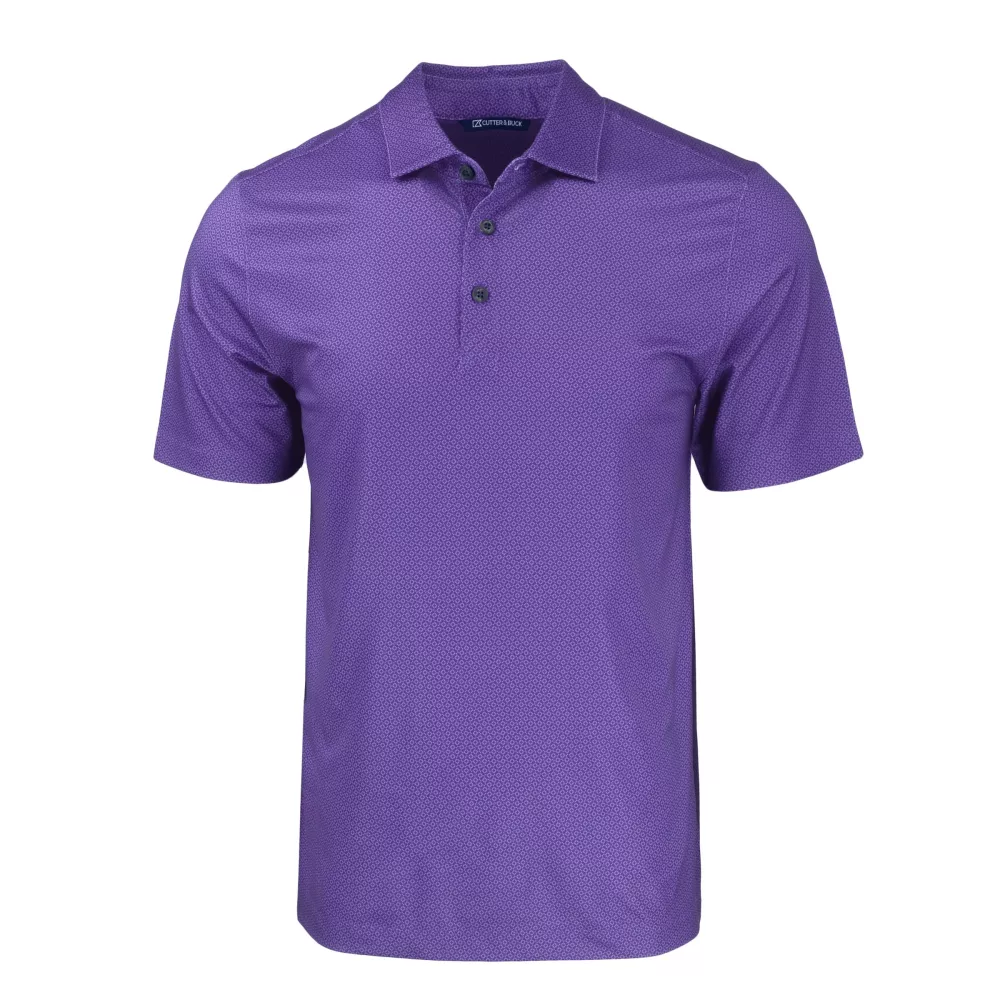 Polo pour hommes Cutter & Buck Pike Eco avec impression géométrique tonale extensible recyclée