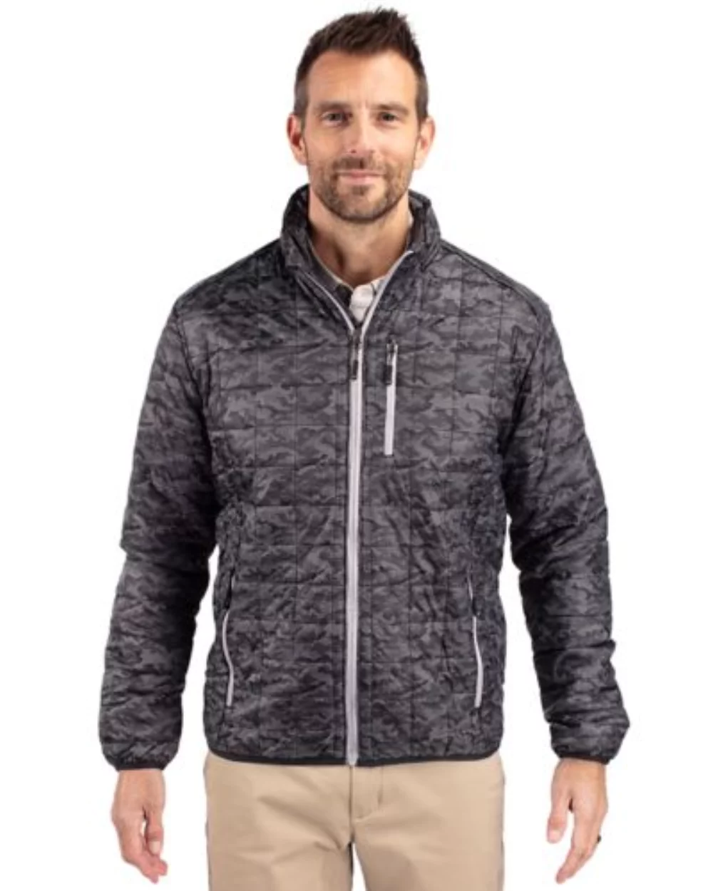 Veste matelassée intégrale à fermeture éclair Cutter & Buck Rainier PrimaLoft? pour homme, isolée écologique.