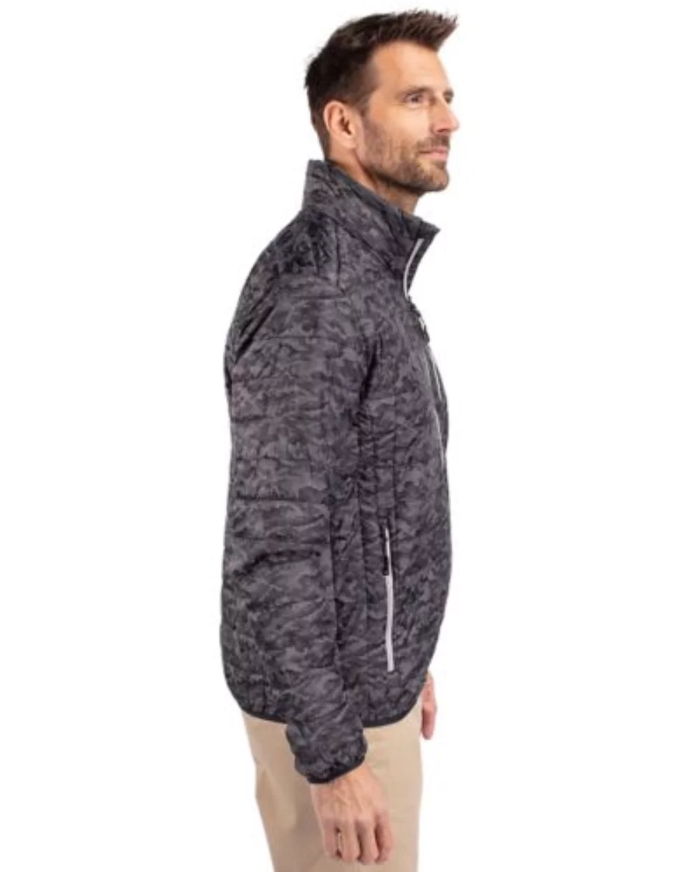 Cutter & Buck Rainier PrimaLoft? Mens Eco Insulated Full Zip Printed Puffer Jacket