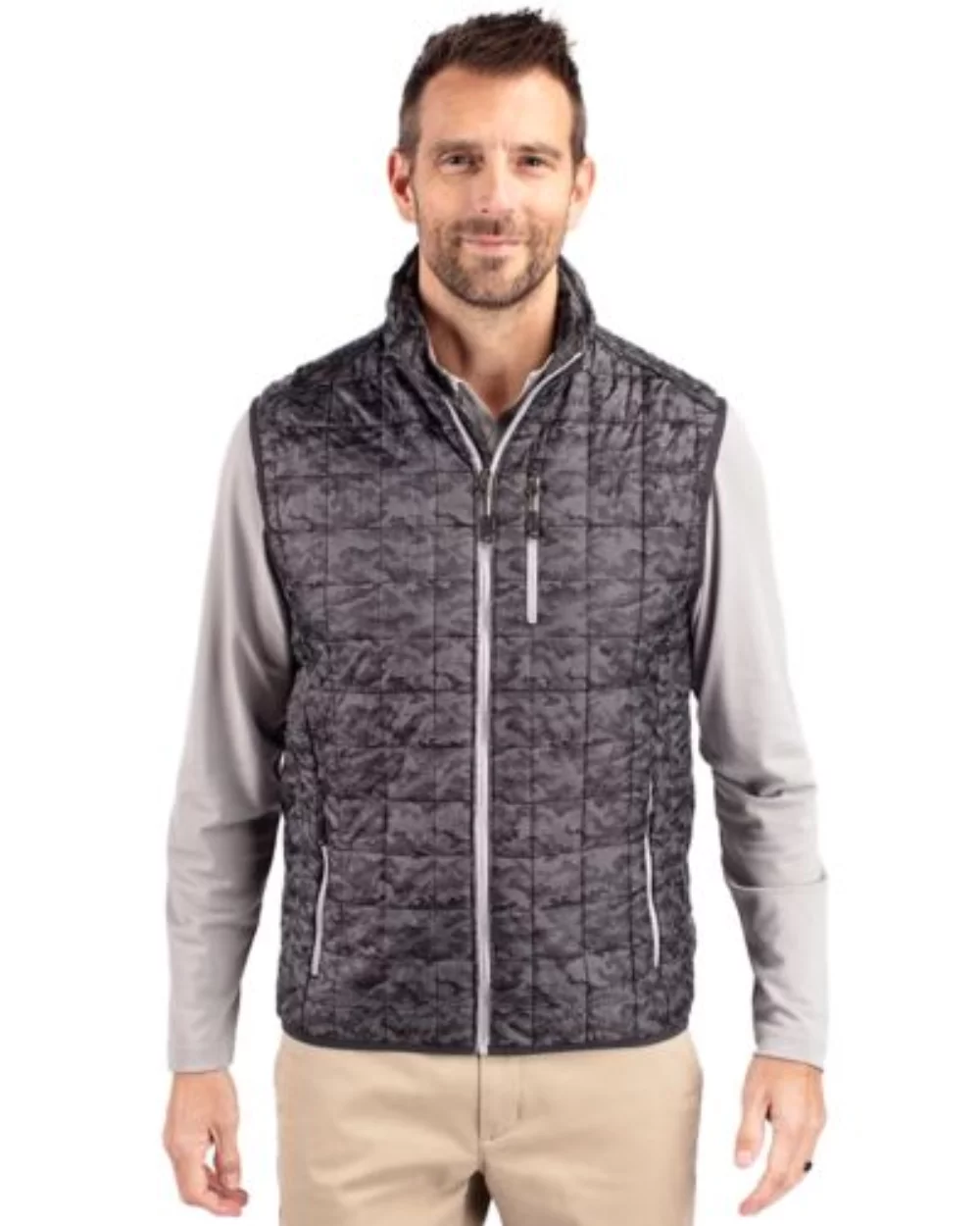 Veste matelassée zippée intégrale pour homme Cutter & Buck Rainier PrimaLoft Eco isolée.